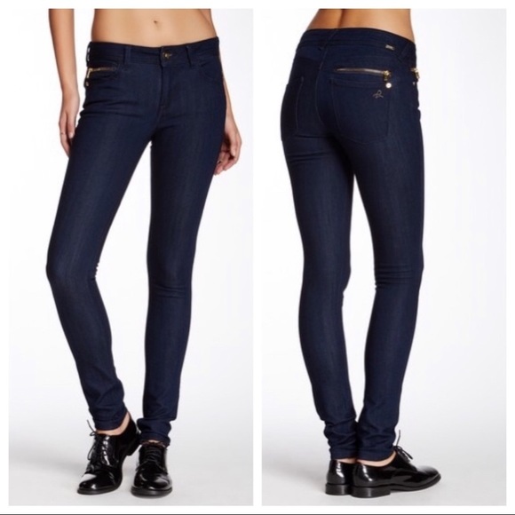 DL1961 Denim - DL1961 Amanda Dark Blue Zip Pocket Skinny Jeans